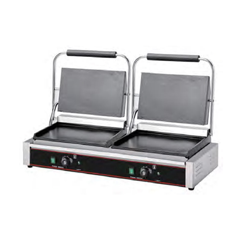 Mesin Dapur Panggangan Panini Piring Ganda Listrik Komersial Stainless Steel