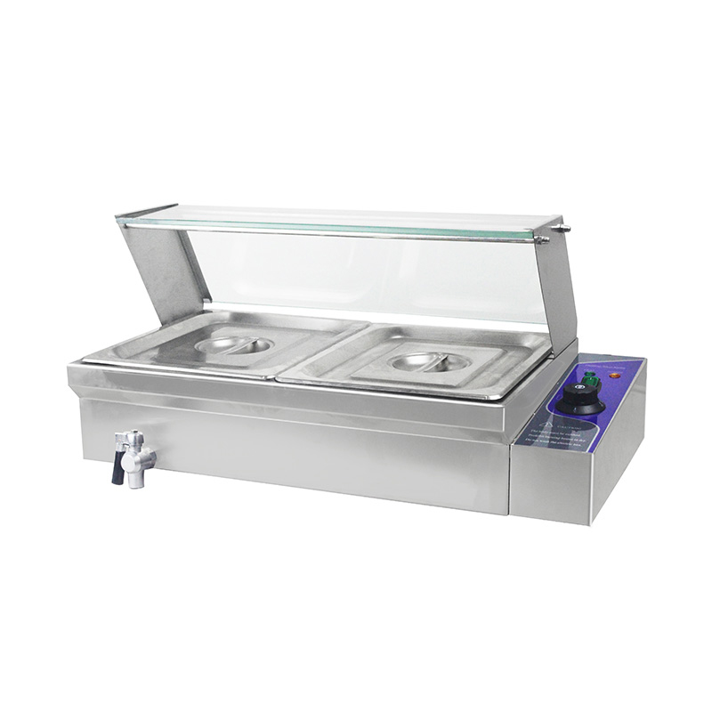 Mesin Bain Marie Listrik Komersial Stainless Steel Dengan Pelindung Bersin Kaca Tempered