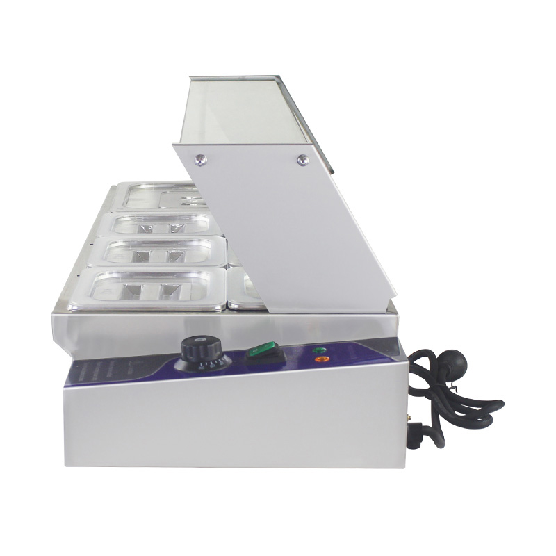 Mesin Bain Marie Listrik Komersial Stainless Steel Dengan Pelindung Bersin Kaca Tempered