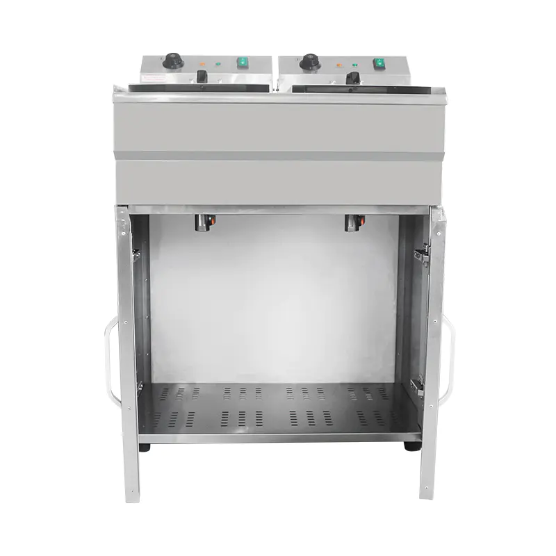 Penggorengan Berdiri Komersial Listrik Stainless Steel Dengan Kabinet