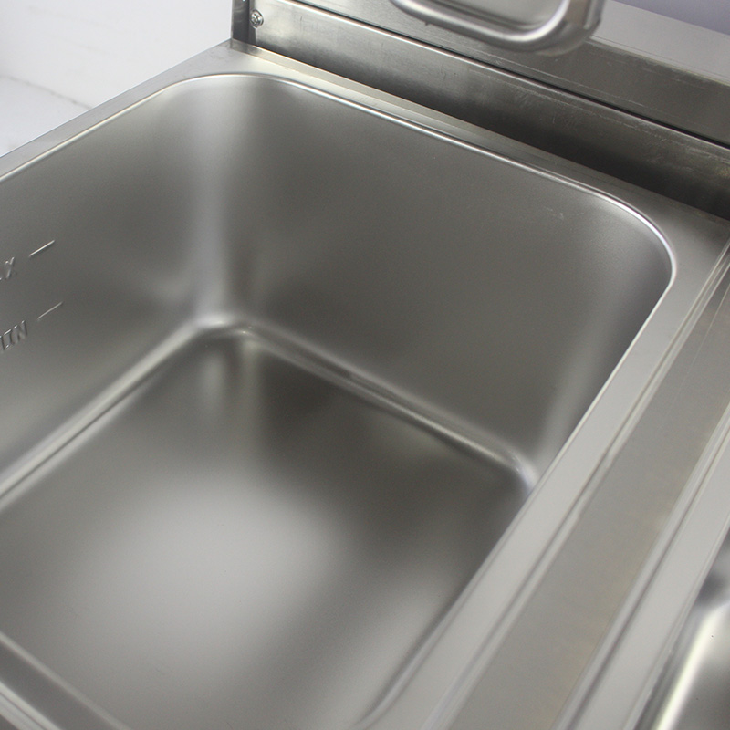 Penggorengan Meja Komersial Listrik Stainless Steel Panel Biru dengan Keranjang Ganda