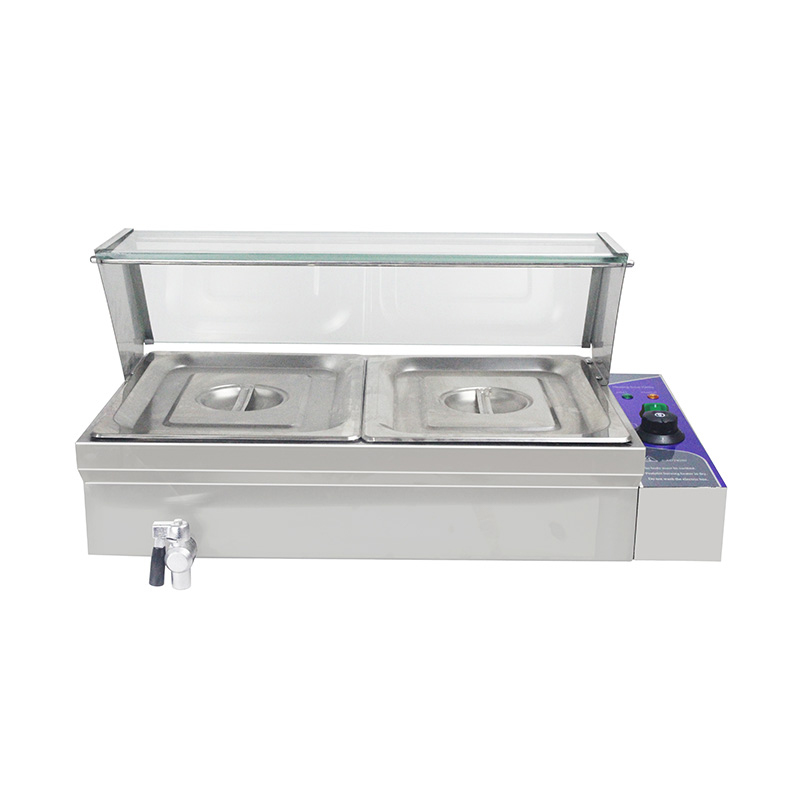 Mesin Bain Marie Listrik Komersial Stainless Steel Dengan Pelindung Bersin Kaca Tempered