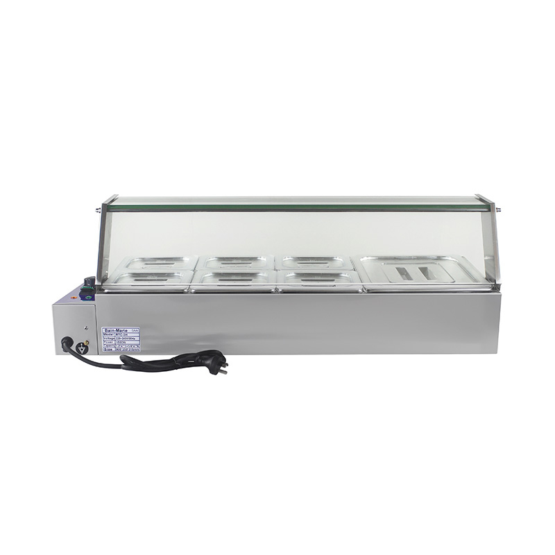 Mesin Bain Marie Listrik Komersial Stainless Steel Dengan Pelindung Bersin Kaca Tempered