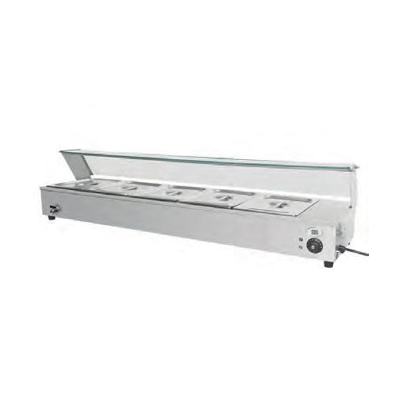 Bain Marie Terisolasi Komersial Stainless Steel Dengan Pelindung Bersin Kaca Tempered