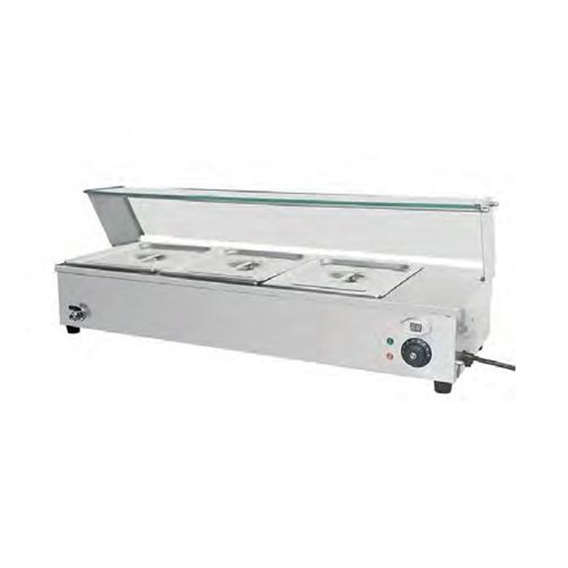Bain Marie Terisolasi Komersial Stainless Steel Dengan Pelindung Bersin Kaca Tempered