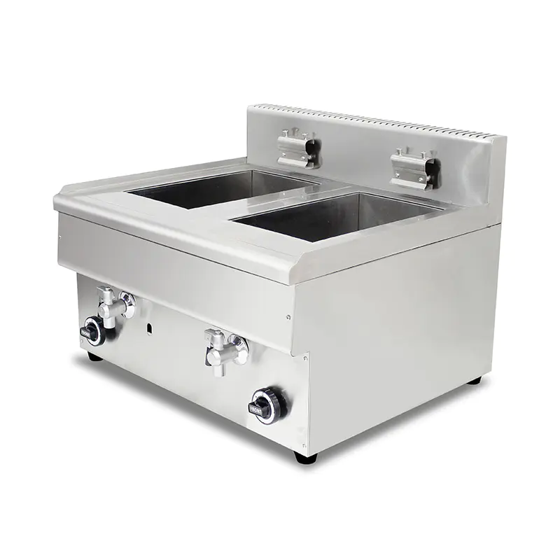 Penggorengan Meja Komersial Gas Alam/LPG Stainless Steel dengan Katup