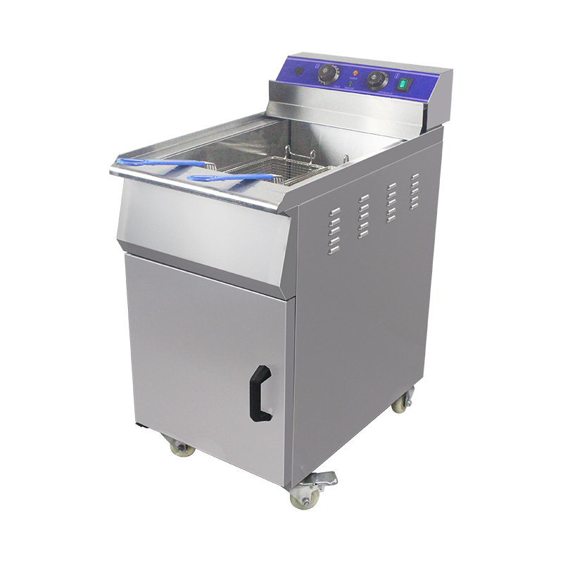 Penggorengan Berdiri Komersial Listrik Stainless Steel Dengan Kabinet