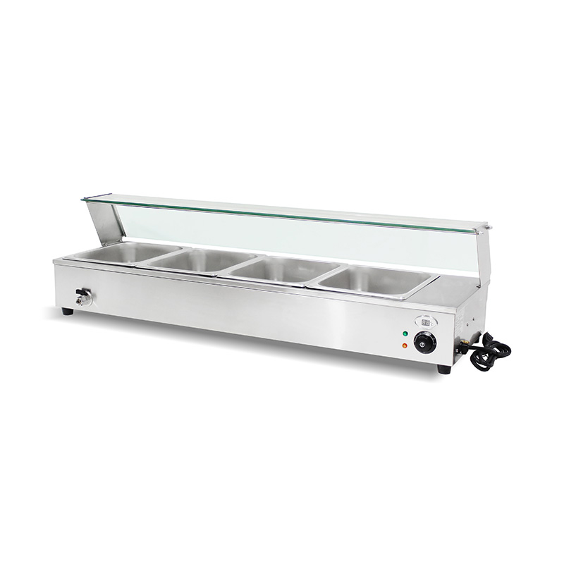 Bain Marie Terisolasi Komersial Stainless Steel Dengan Pelindung Bersin Kaca Tempered