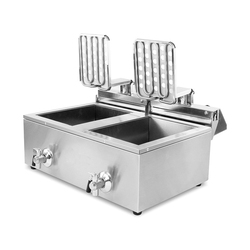 Keranjang Ganda dan Penggorengan Meja Komersial Listrik Stainless Steel Katup