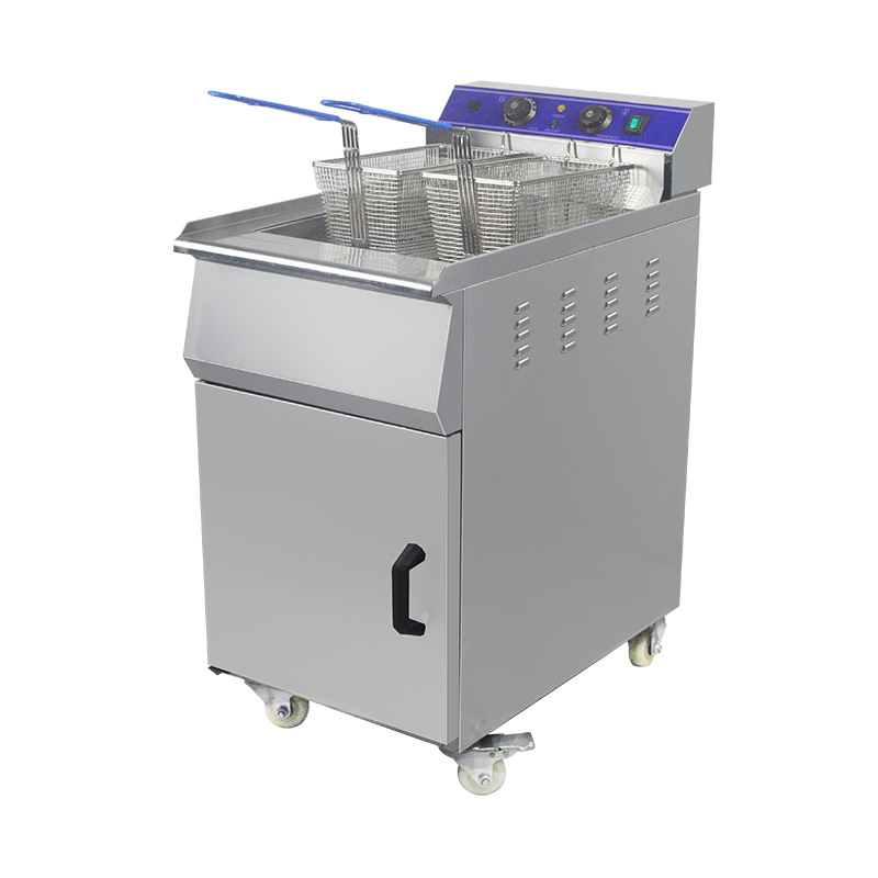 Penggorengan Berdiri Komersial Listrik Stainless Steel Dengan Kabinet