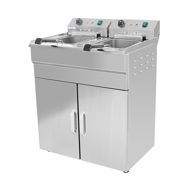 Penggorengan Berdiri Komersial Listrik Stainless Steel Dengan Kabinet