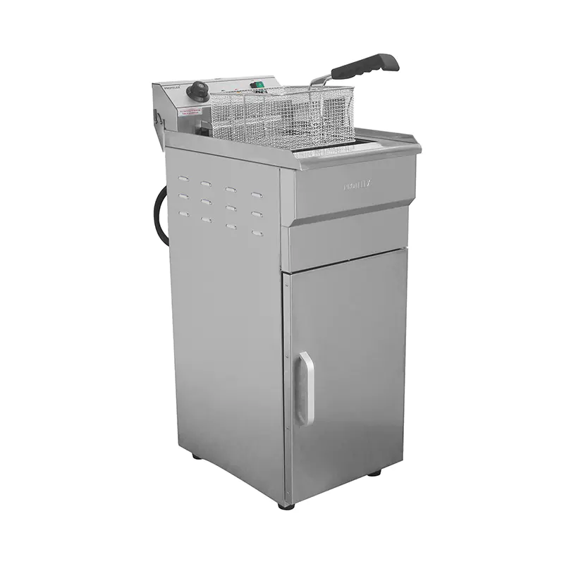 Penggorengan Berdiri Komersial Listrik Stainless Steel Dengan Kabinet