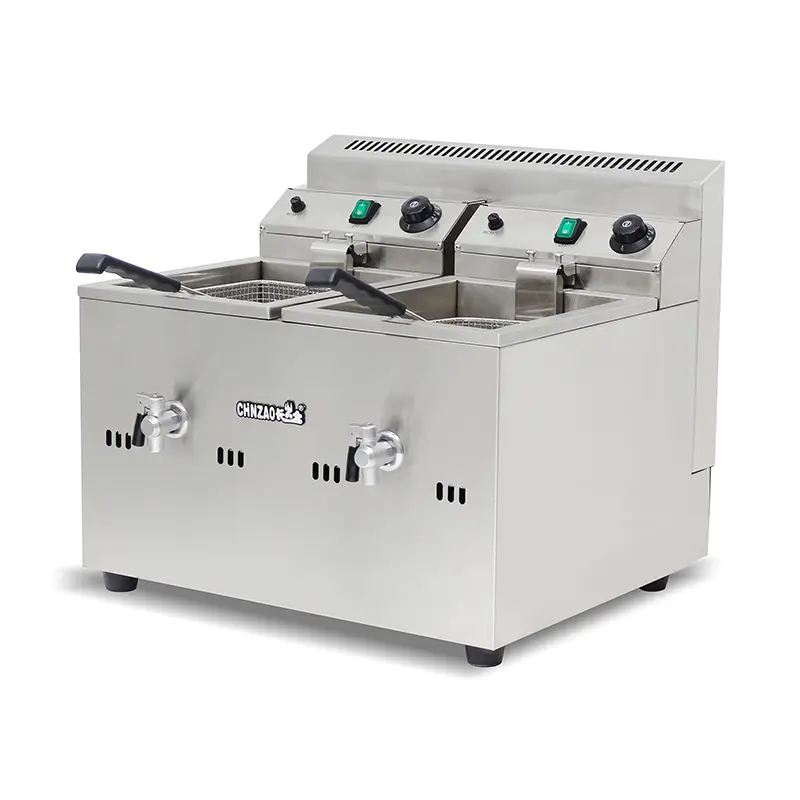Penggorengan Meja Komersial Gas Alam/LPG Stainless Steel dengan Katup