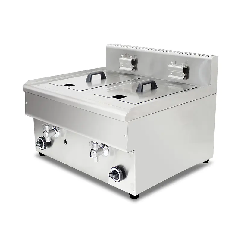 Penggorengan Meja Komersial Gas Alam/LPG Stainless Steel dengan Katup