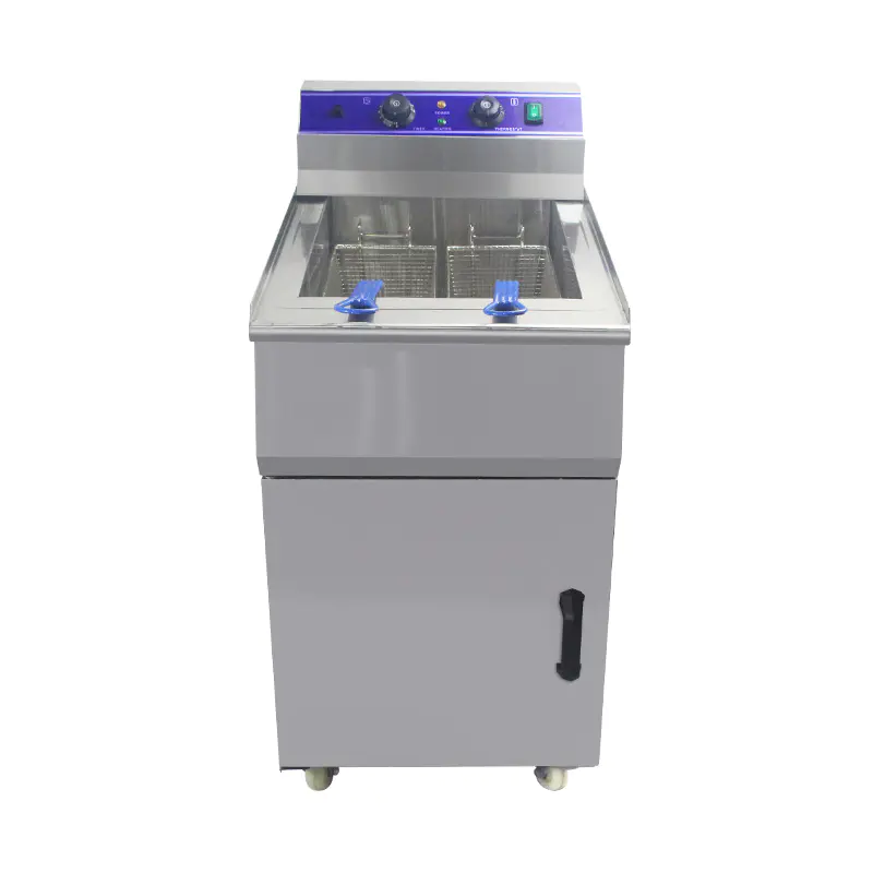 Penggorengan Berdiri Komersial Listrik Stainless Steel Dengan Kabinet