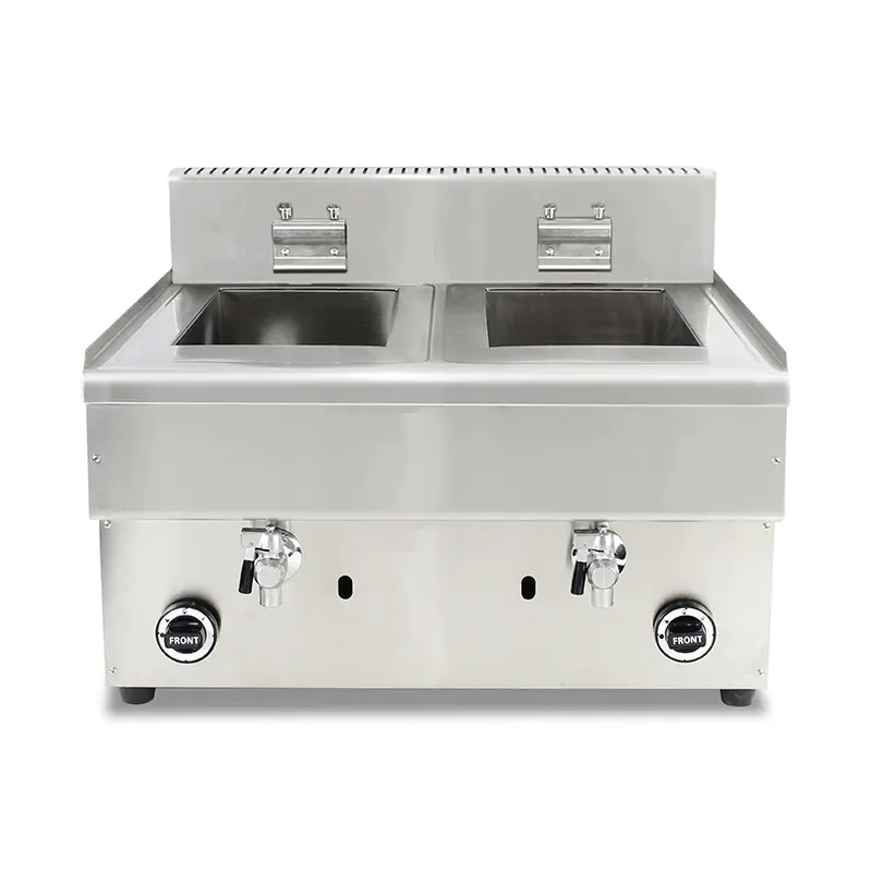 Penggorengan Meja Komersial Gas Alam/LPG Stainless Steel dengan Katup