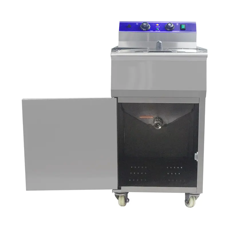Penggorengan Berdiri Komersial Listrik Stainless Steel Dengan Kabinet