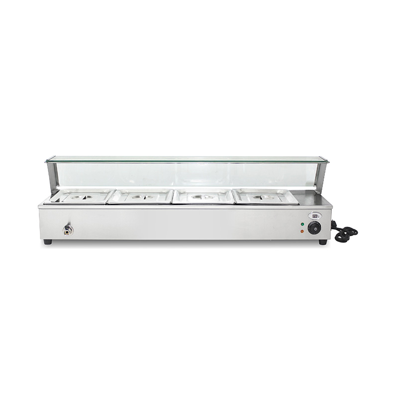 Bain Marie Terisolasi Komersial Stainless Steel Dengan Pelindung Bersin Kaca Tempered