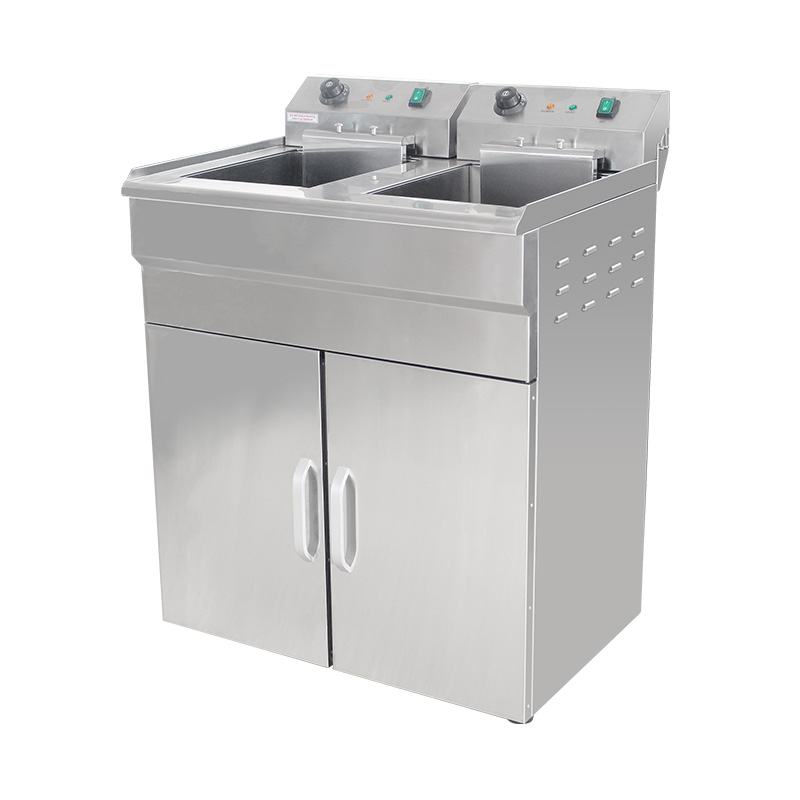 Penggorengan Berdiri Komersial Listrik Stainless Steel Dengan Kabinet