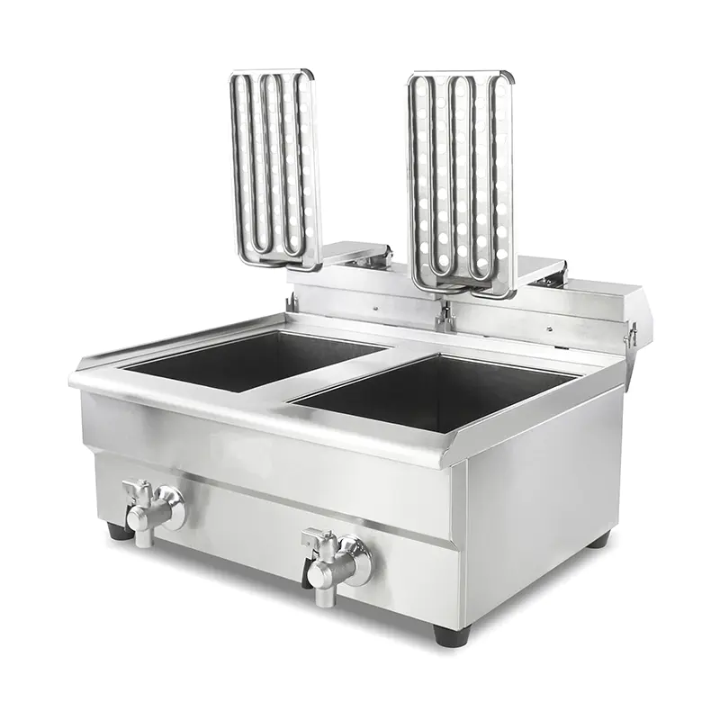 Keranjang Ganda dan Penggorengan Meja Komersial Listrik Stainless Steel Katup