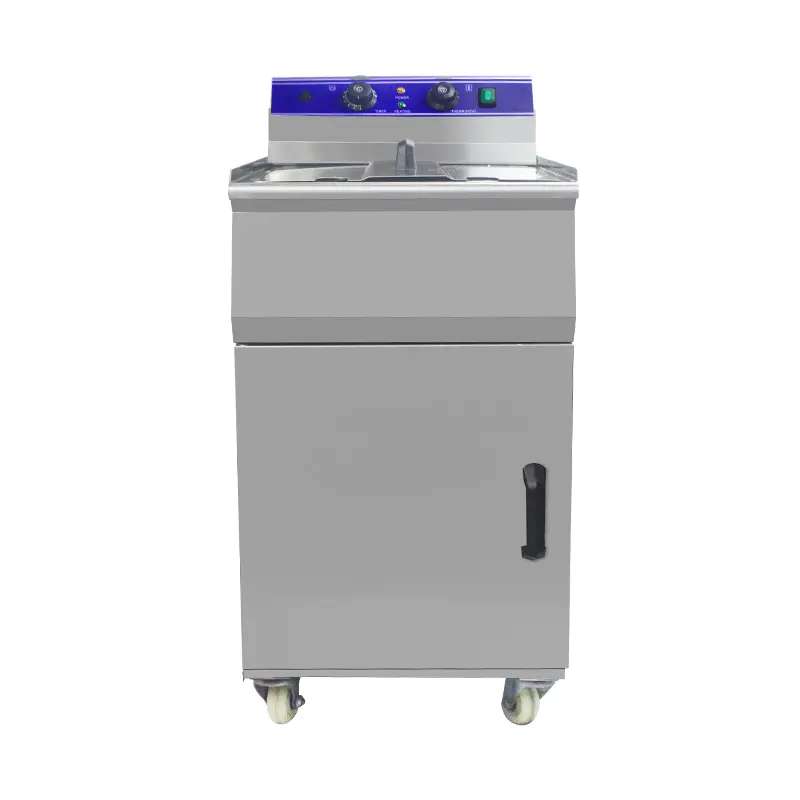 Penggorengan Berdiri Komersial Listrik Stainless Steel Dengan Kabinet