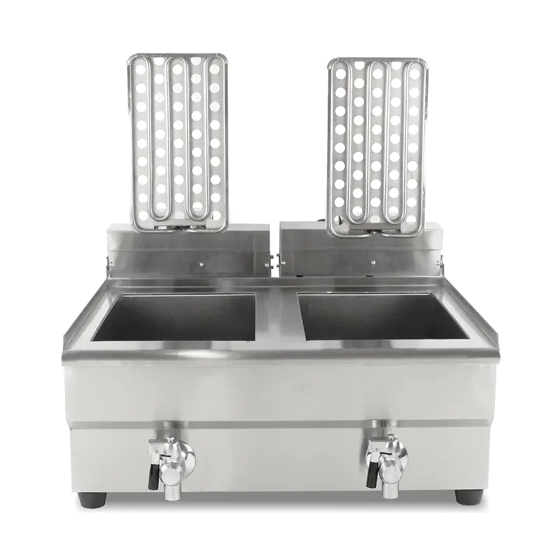 Keranjang Ganda dan Penggorengan Meja Komersial Listrik Stainless Steel Katup