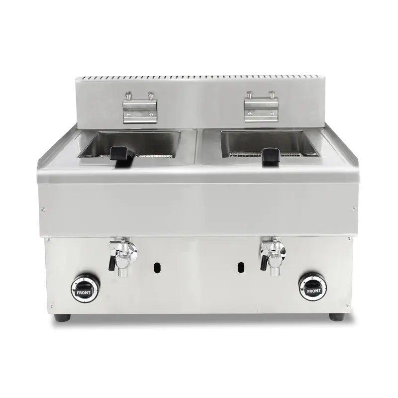 Penggorengan Meja Komersial Gas Alam/LPG Stainless Steel dengan Katup