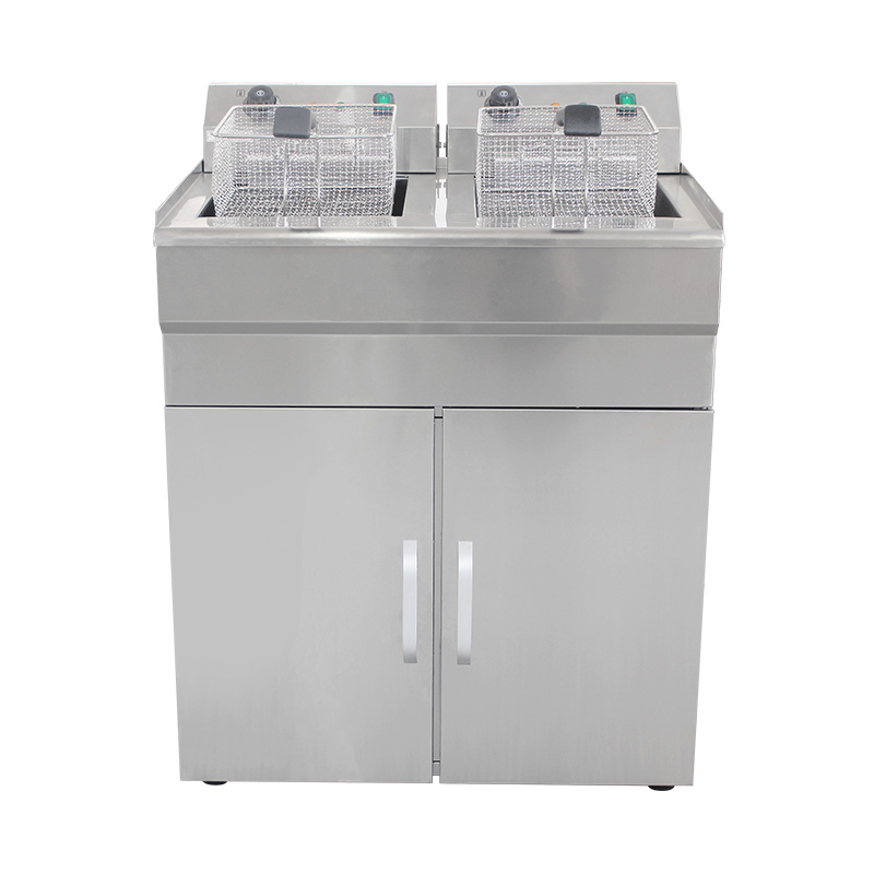 Penggorengan Berdiri Komersial Listrik Stainless Steel Dengan Kabinet