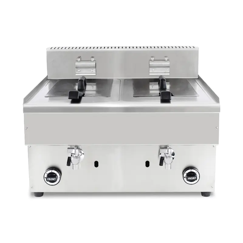 Penggorengan Meja Komersial Gas Alam/LPG Stainless Steel dengan Katup