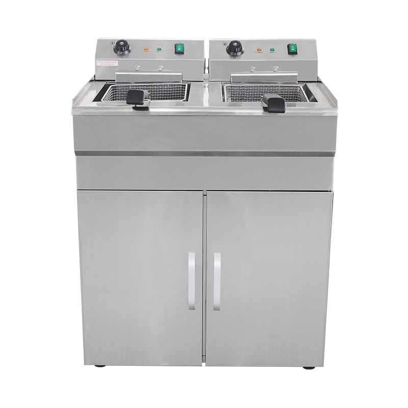 Penggorengan Berdiri Komersial Listrik Stainless Steel Dengan Kabinet