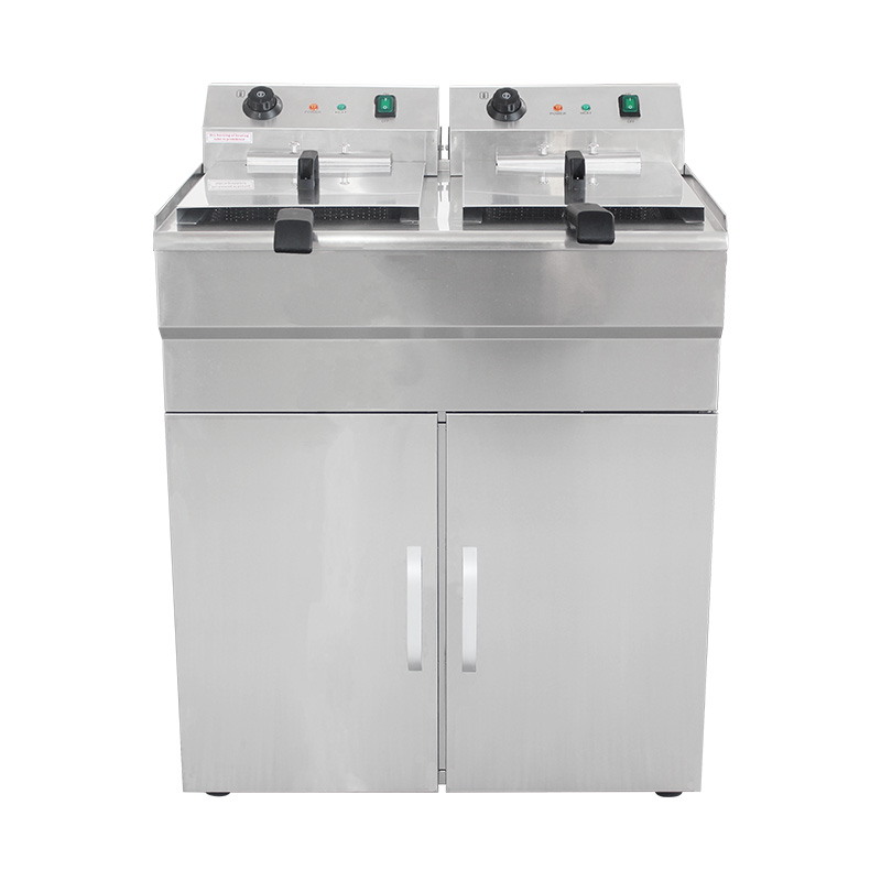 Penggorengan Berdiri Komersial Listrik Stainless Steel Dengan Kabinet