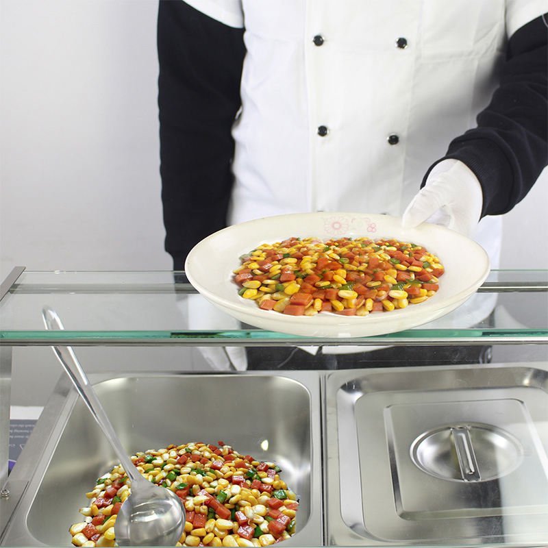 Mesin Bain Marie Listrik Komersial Stainless Steel Dengan Pelindung Bersin Kaca Tempered