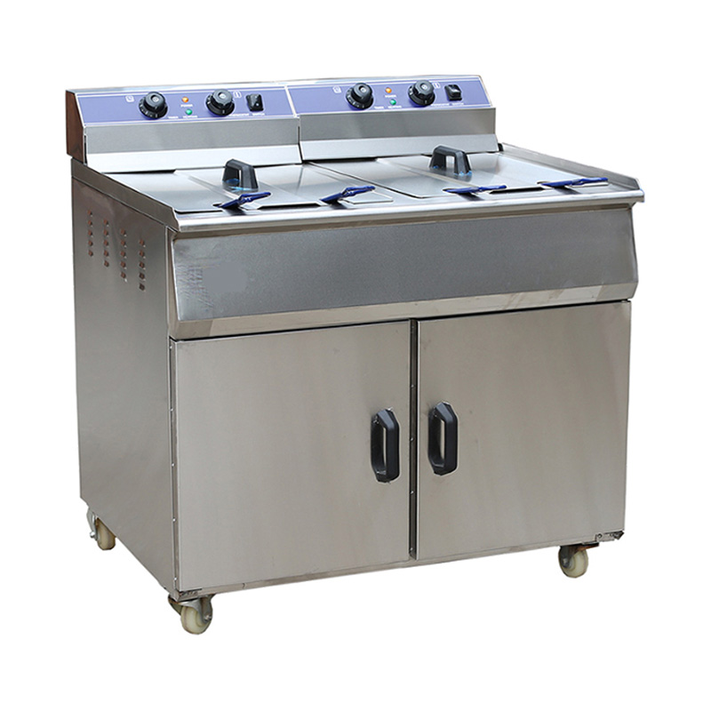 Penggorengan Berdiri Komersial Listrik Stainless Steel Dengan Kabinet