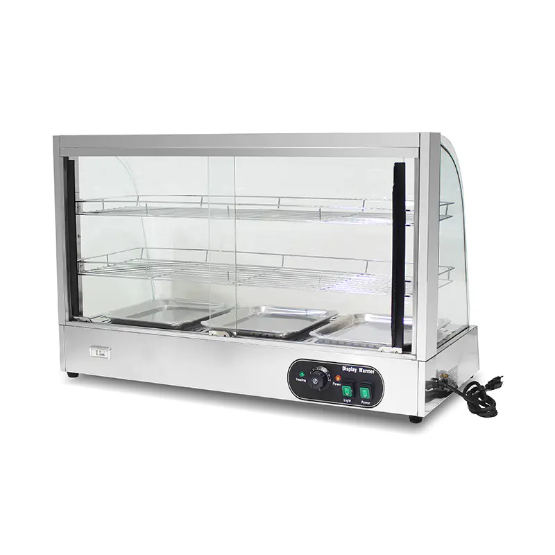 Mesin Penghangat Tampilan Makanan Kaca Busur Listrik Dapur Komersial Stainless Steel