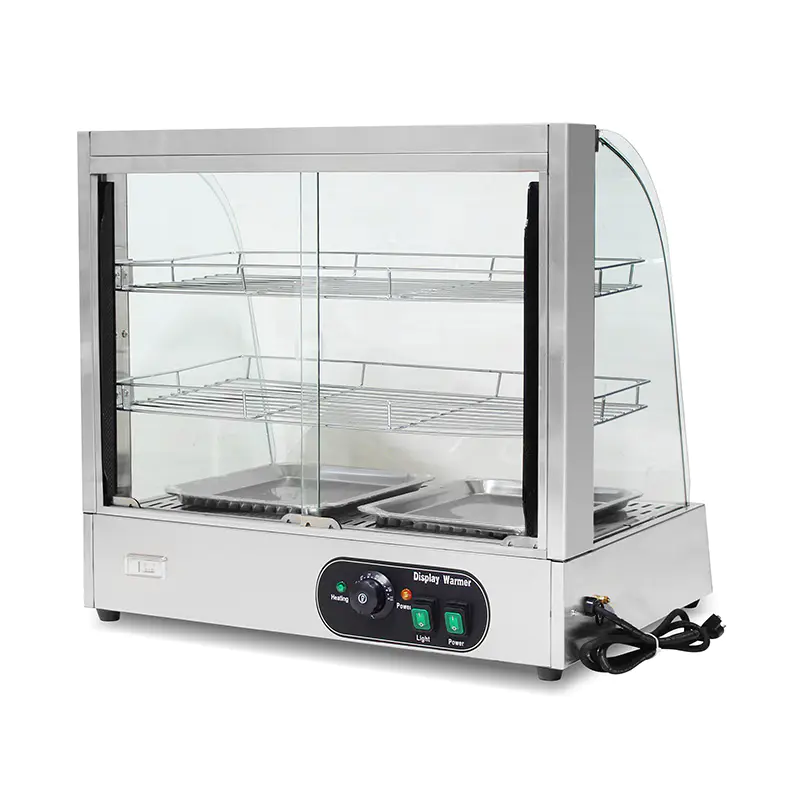 Mesin Penghangat Tampilan Makanan Kaca Busur Listrik Dapur Komersial Stainless Steel