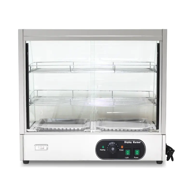 Mesin Penghangat Tampilan Makanan Kaca Busur Listrik Dapur Komersial Stainless Steel