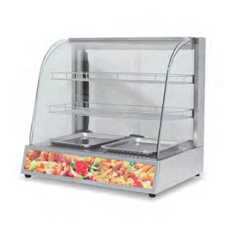 Mesin Penghangat Tampilan Makanan Kaca Busur Listrik Dapur Komersial Stainless Steel