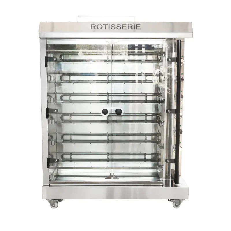 Mesin Rotisserie Ayam Gas Alam/LPG Dapur Komersial Stainless Steel