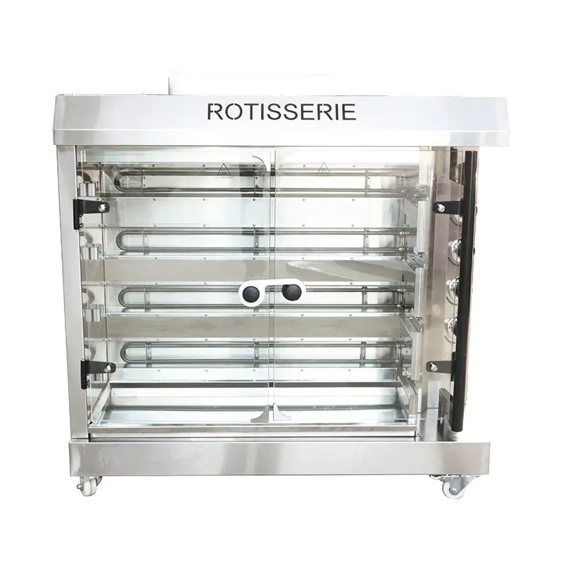 Mesin Rotisserie Ayam Gas Alam/LPG Dapur Komersial Stainless Steel